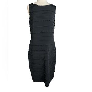 Calvin Klein Black Textured Ruffle Midi Dress – Sleeveless